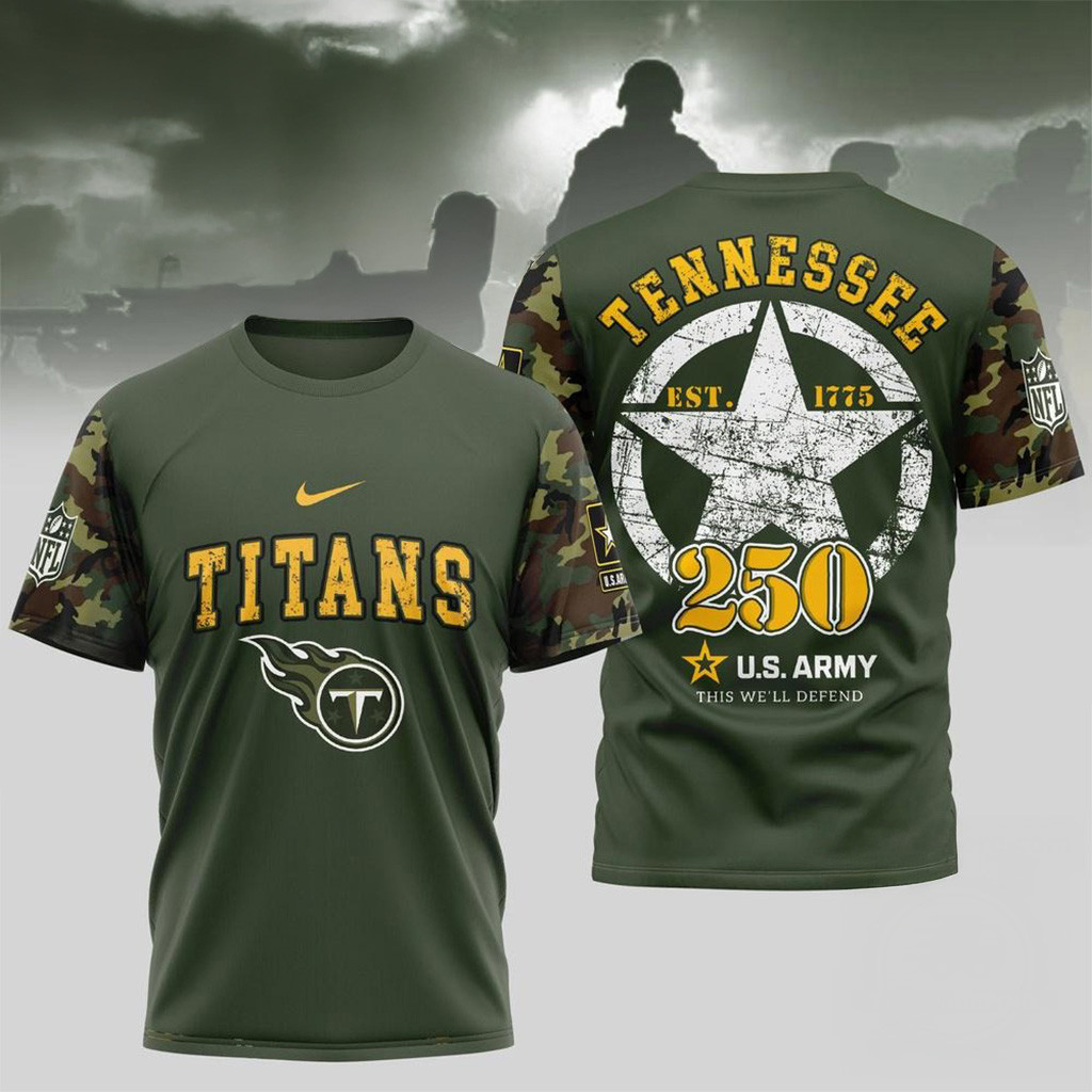 NFL Tennessee Titans US Army 250Th Birthday Celebration 3D Shirt-1 NFL Tennessee Titans US Army 250Th Birthday Celebration 3D Shirt-1