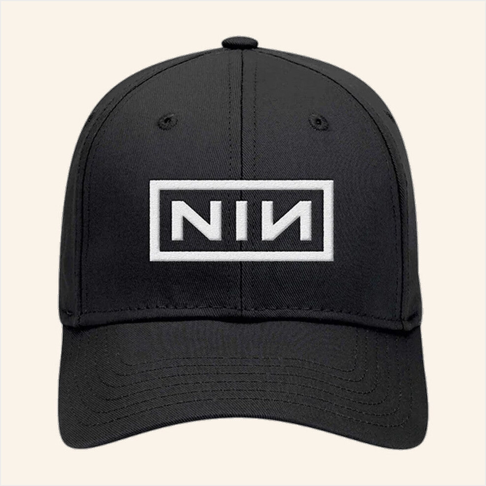 NIN Peel It Back Tour Merch Embroidered White Logo Baseball Cap Nine Inch Nails Merch-1