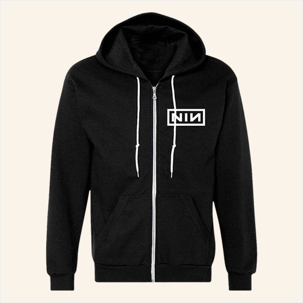 NIN Peel It Back Tour Merch Logo Zip Up Hoodie Nine Inch Nails Merch Gifts For Him-1
