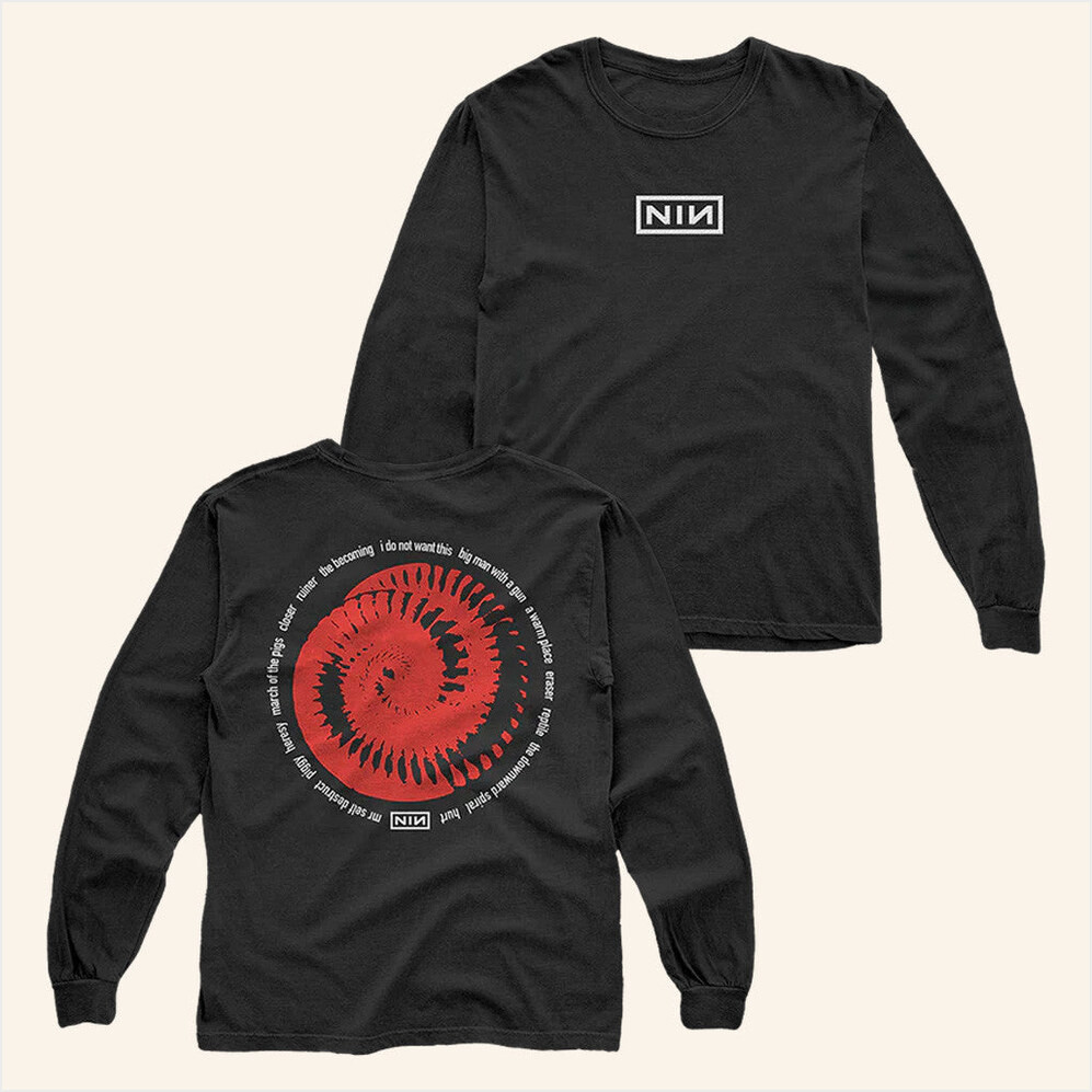 NIN Peel It Back Tour Merch NIN Red Spiral Long Sleeve T-Shirt Nine Inch Nails Merch-1