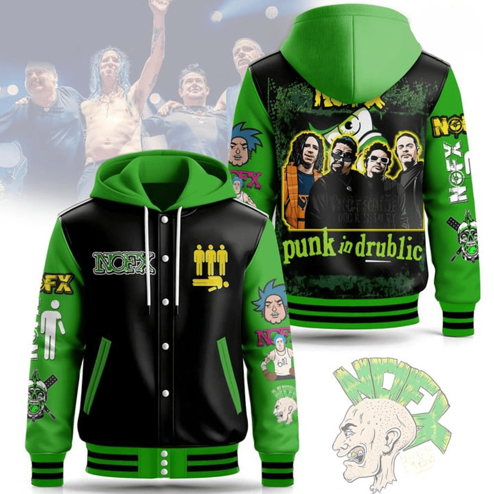 NOFX Punk In Drublic Hooded Varsity Jacket NOFX Merch Father's Day Gifts For Grandpa-1