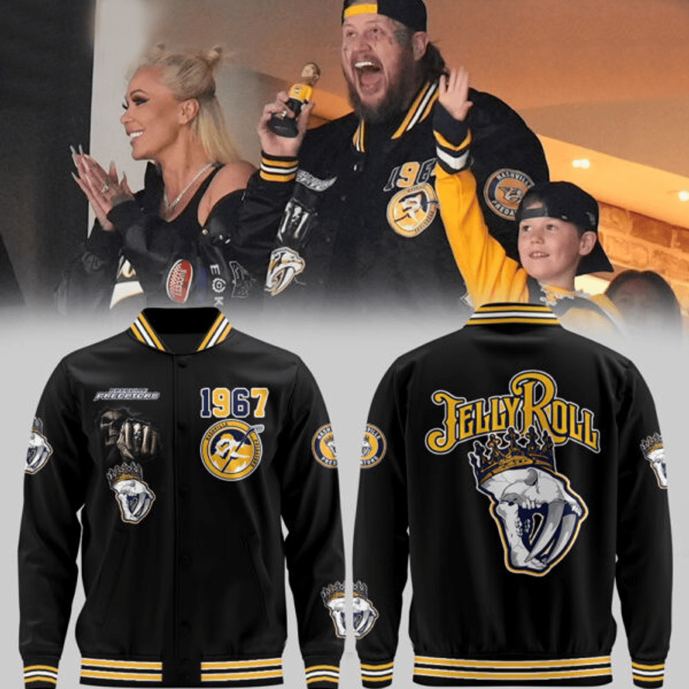 Nashville Predators Jelly Roll Night Baseball Jacket Nashville Predators Merch Gifts For Dad-1
