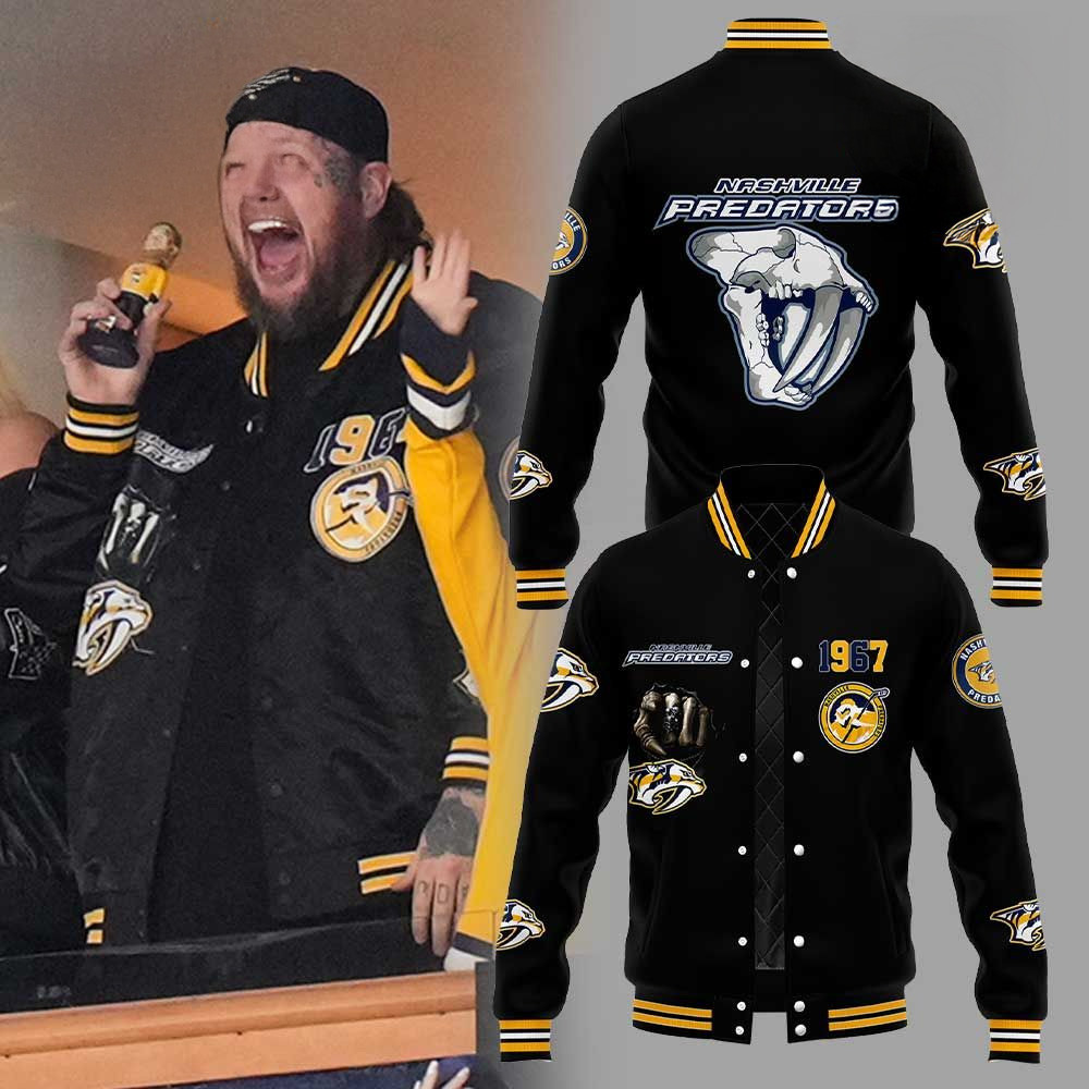 Nashville Predators x Jelly Roll 2025 Baseball Jacket Nashville Predators Merch Fans Gifts-1