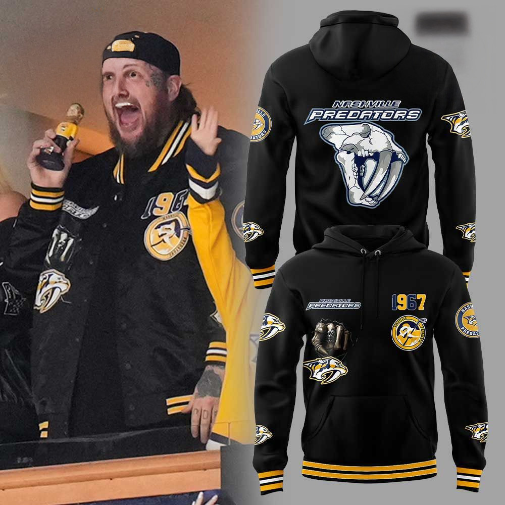 Nashville Predators x Jelly Roll 2025 Hoodie Nashville Predators Merch Best Father's Day Gifts-1