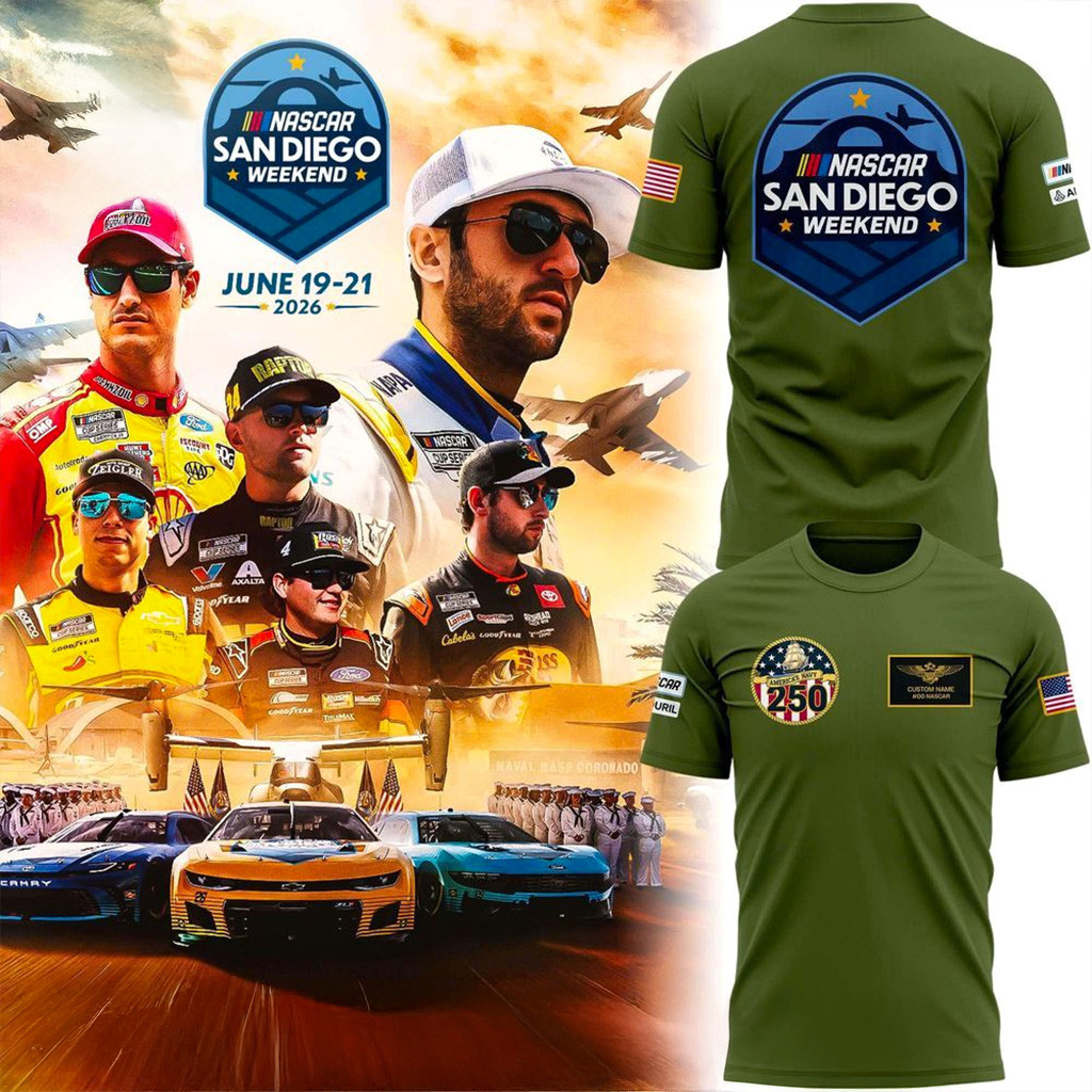 Navy 250 X Nascar San Diego Weekend T-Shirt Fan Merch Patriotic Gifts For Him-1