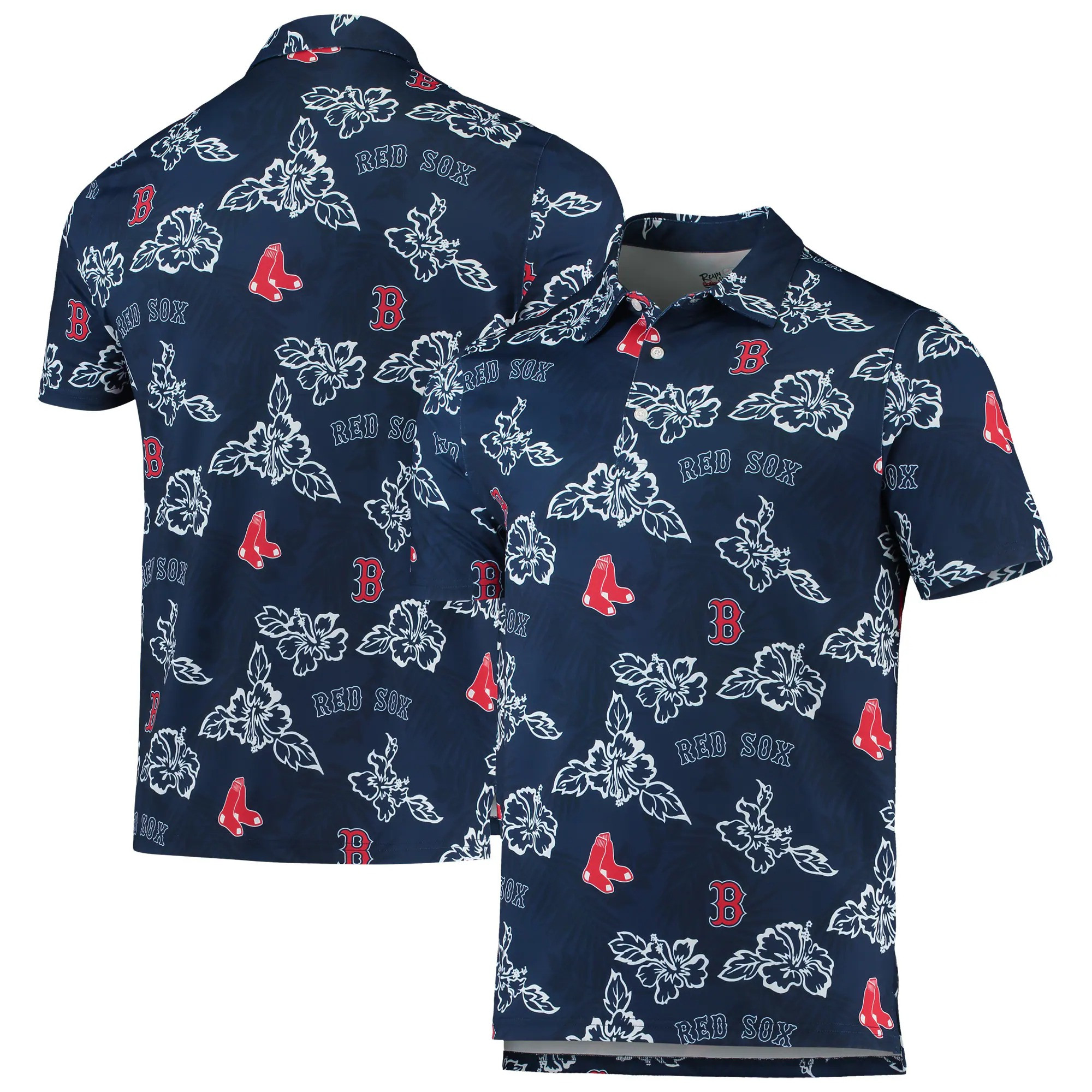 Navy Boston Red Sox Polo Shirt MLB Aloha Shirt Unique Father's Day Gifts For Baseball Fans-1