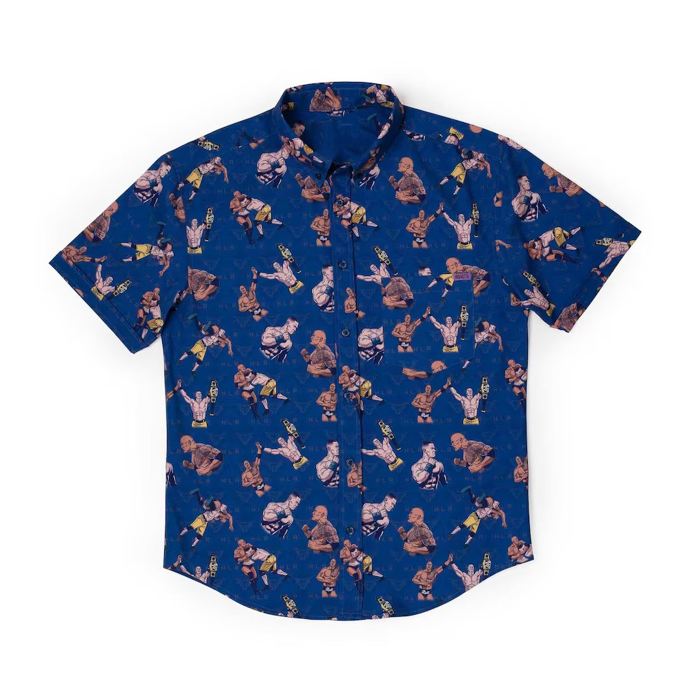 Navy John Cena vs. The Rock Changing Of the Guard KUNUFLEX Button Up Shirt Gift For Dad-1