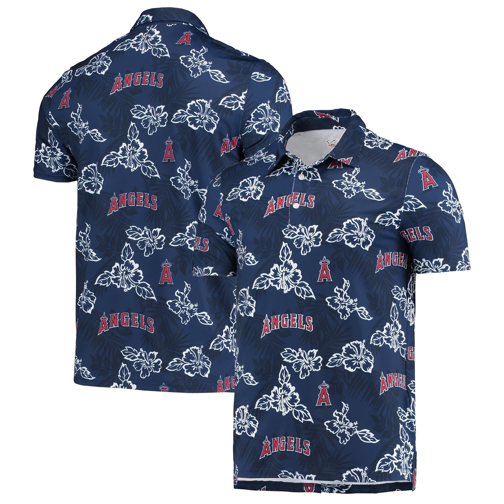 Navy Los Angeles Angels Polo Shirt MLB Aloha Shirt Awesome Father's Day Gifts For Football Fan-1
