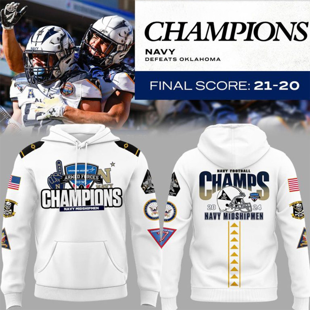 Navy Midshipmen Navy Football Champions Armed Forces Bowl 2024 Hoodie Football Fans Gifts-1