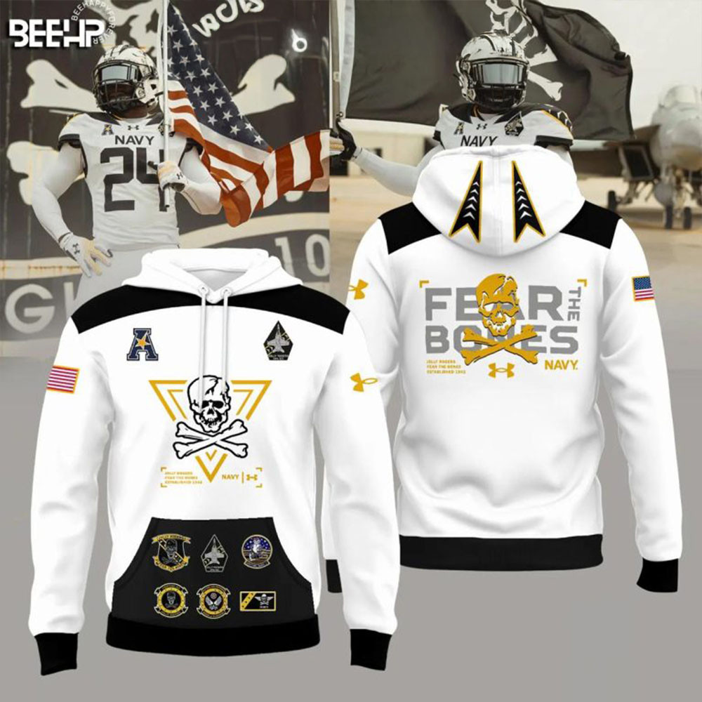 Navy Midshipmen New Jolly Rogers 2024 Fear The Bones Hoodie Awesome Father's Day Gifts-1