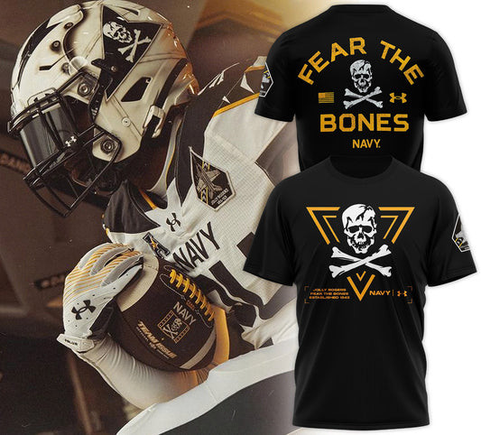Navy Midshipmen Rivalry Fear The Bones Performance T-Shirt Football Themed Gifts-1