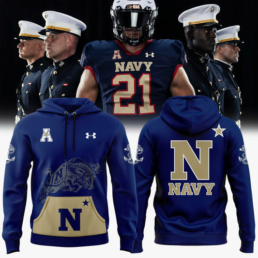 Navy Midshipmen Rivalry Shield Hoodie Best Football Gifts For Men-1