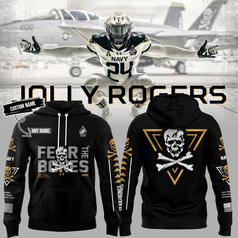 Navy Midshipmen Since 1943 Fear The Bones 2024 Hoodie Stepdad Gifts For Father's Day-1