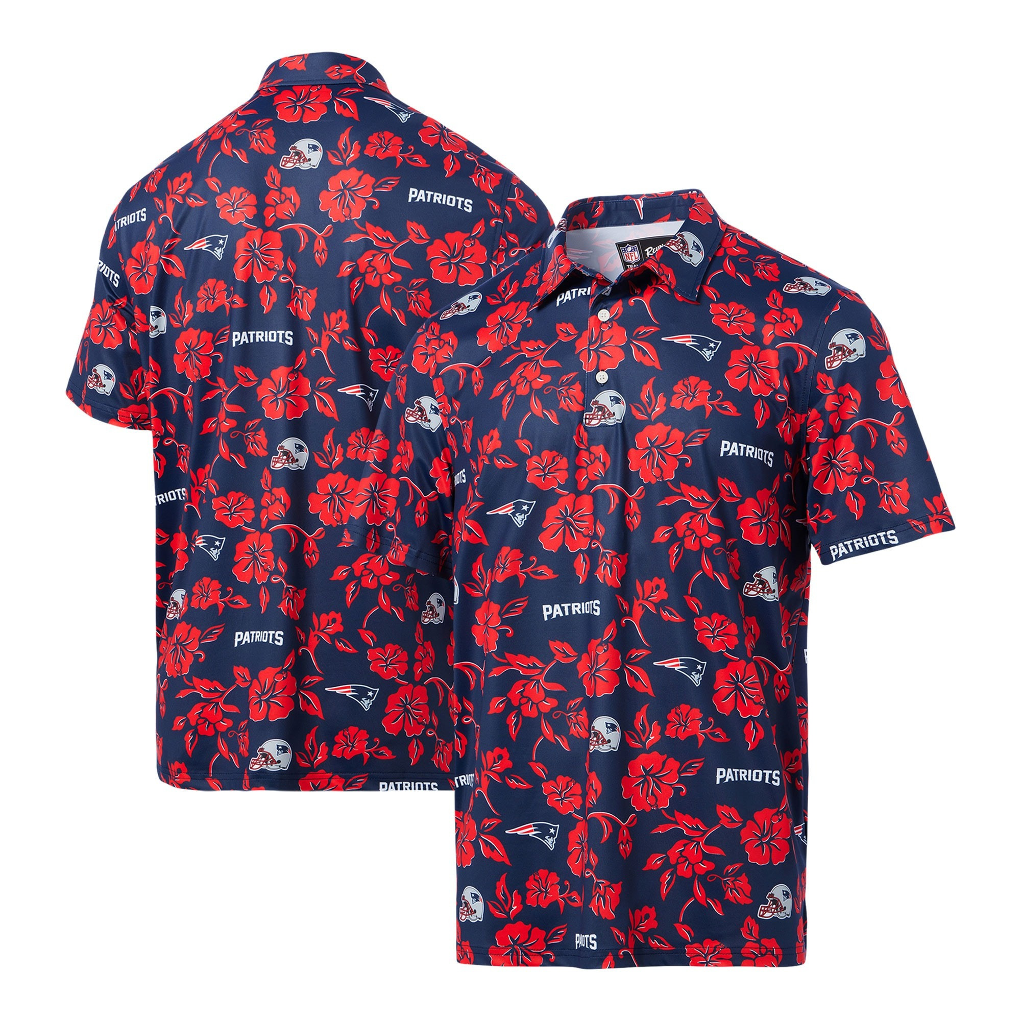 Navy New England Patriots Polo Shirt NFL Aloha Shirt Gifts For Football Fan-1