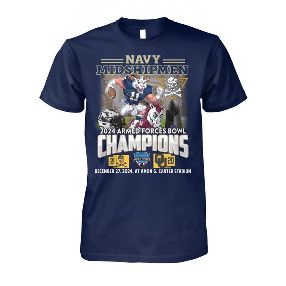 Navy Shipman 2024 Armed Force Bowl Champion Celebration T-Shirt Gifts For Football Fan-1