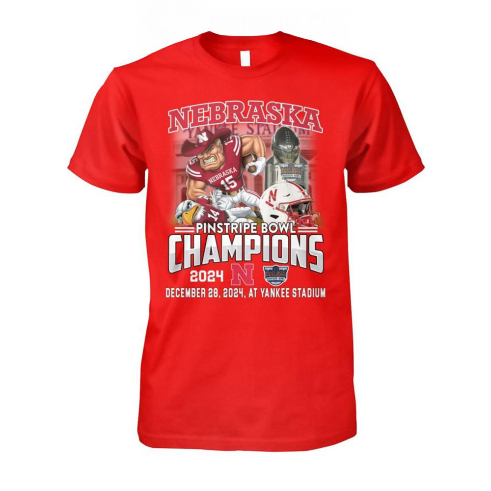 Nebraska Cornhuskers Pinstripe Bowl Champions 2024 Fan Love T-Shirt Football Fan Gift Ideas-1
