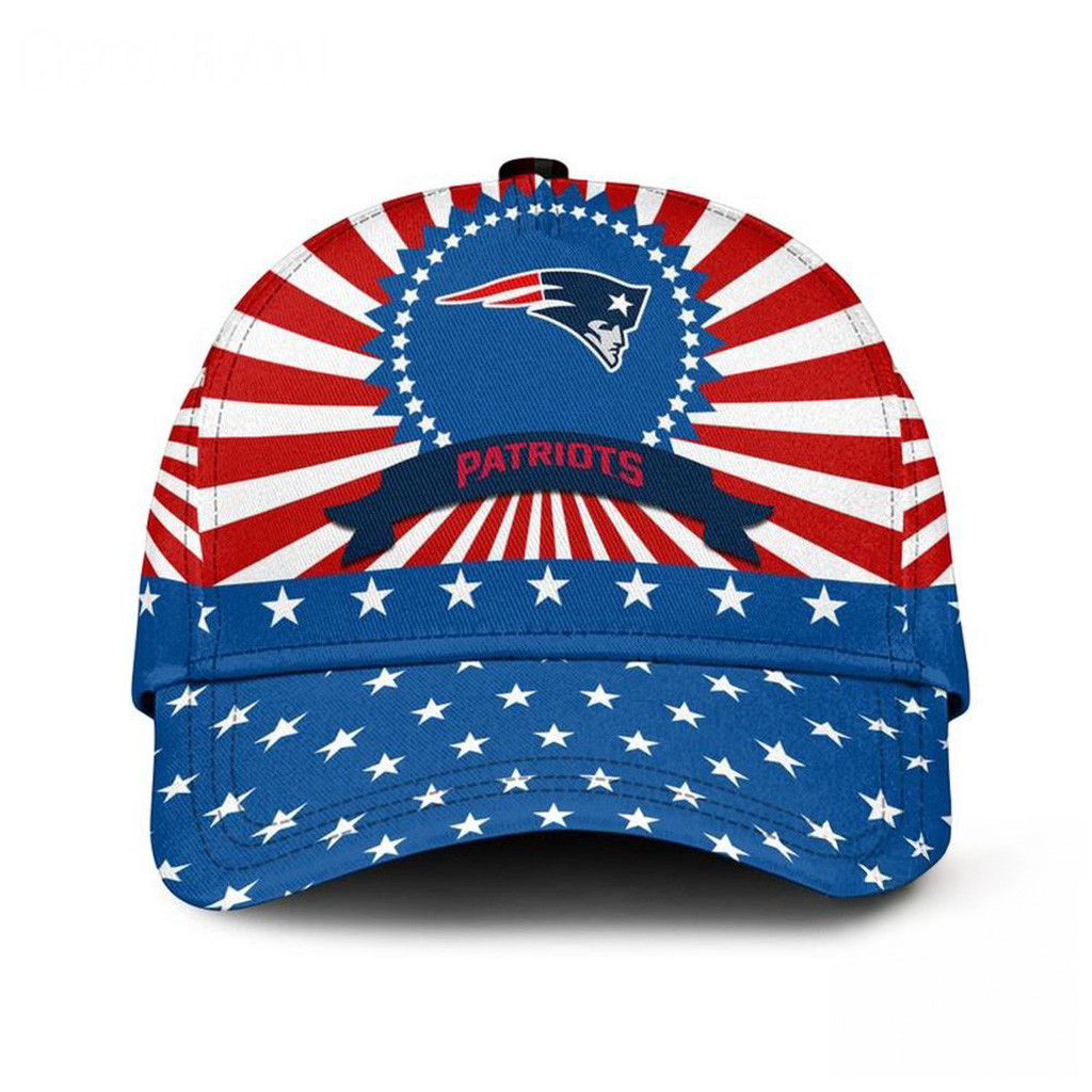 New England Patriots American Flag Pattern Independence Day Hat Patriots Merch Father Gifts-1