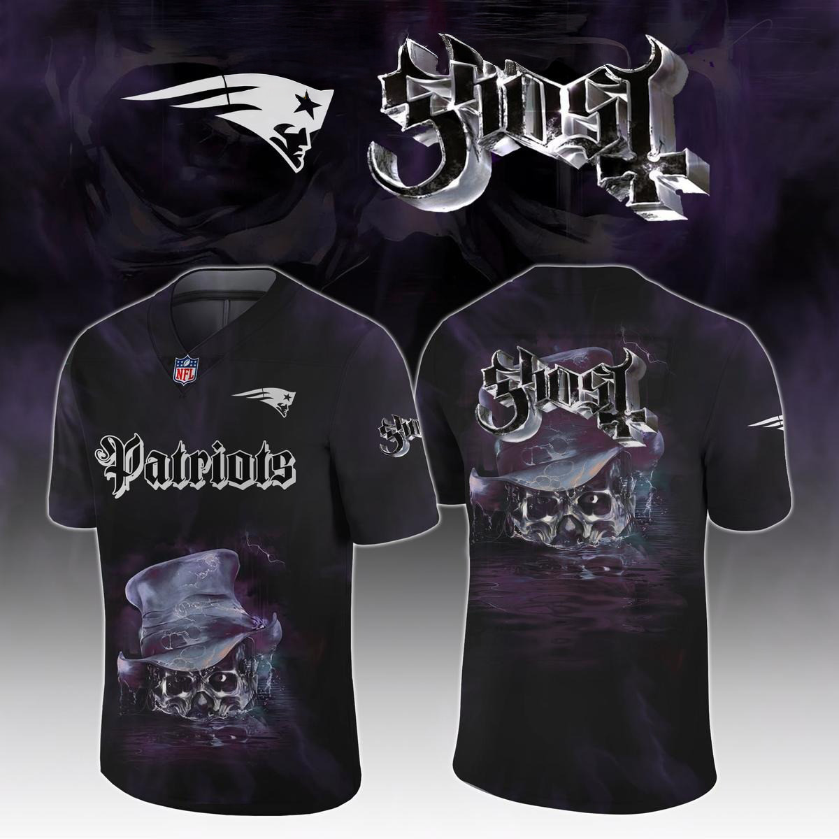 New England Patriots Celebration Ghost Skeletour World Tour 2025 Football Jersey Patriots Merch-1