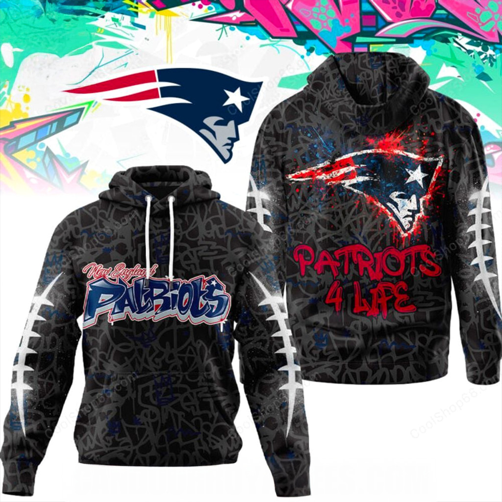 New England Patriots Graffiti For Life Hoodie Patriots Merch Christmas Ideas For Husband-1