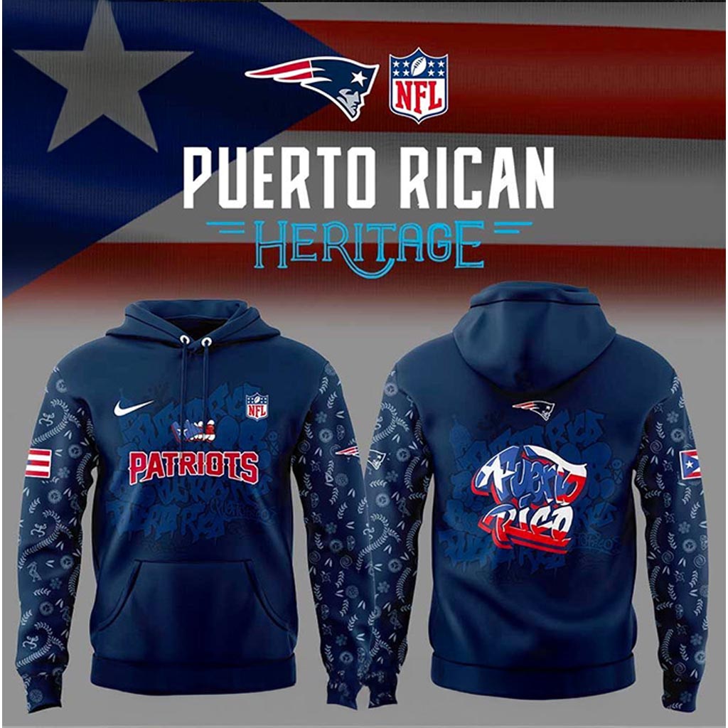 New England Patriots Puerto Rican Heritage Hoodie Patriots Merch Gift For Football Lovers-1