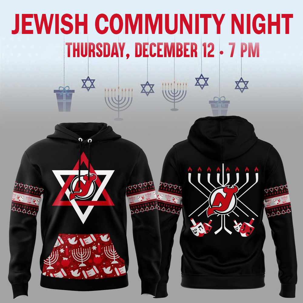 New Jersey Devils Jewish Community Night Celebration 2024 Fan Hoodie T-Shirt-1