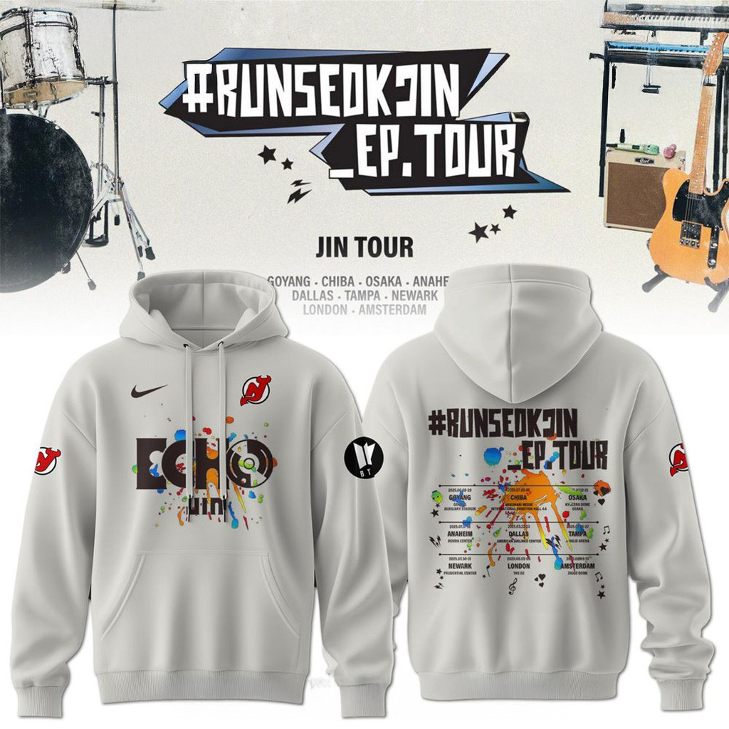 New Jersey Devils x Jin BTS Runseokjin EP Tour 2025 Hoodie Devils Merch Gift For Dad-1