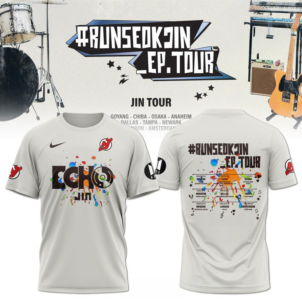 New Jersey Devils x Jin BTS Runseokjin EP Tour 2025 Shirt Devils Merch Gift Ideas For Dad-1