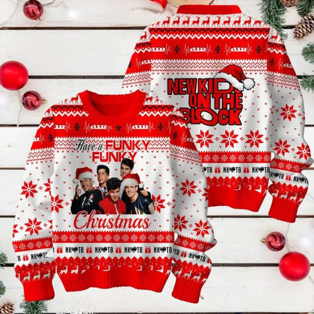 New Kids On The Blocks Funky Funky 2024 Christmas Ugly Sweater Gifts For Fans-1