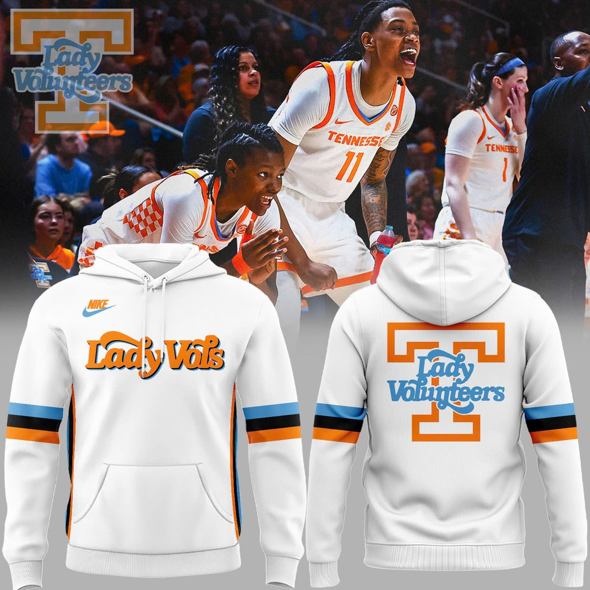 New Lady Vols 2025 Blue Hoodie Presents For Basketball Fans-1