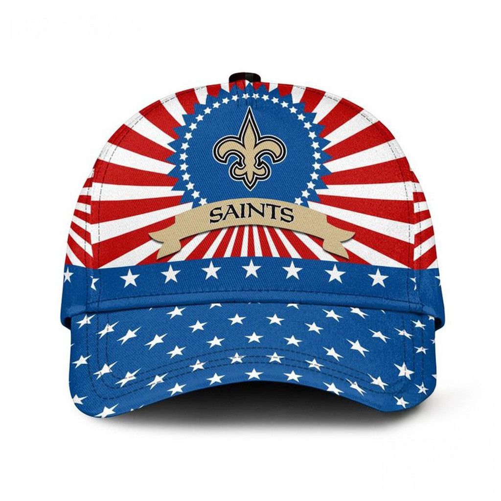 New Orleans Saints American Flag Pattern Independence Day Hat Saints Merch Gifts For Dad-1