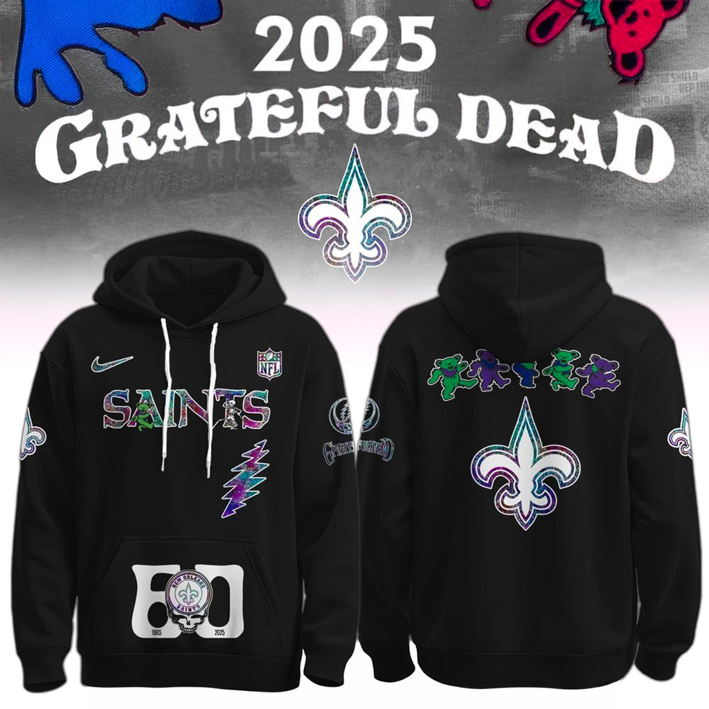 New Orleans Saints x Grateful Dead 60th Hoodie Saints Merch Best Christmas Gifts For Husband-1
