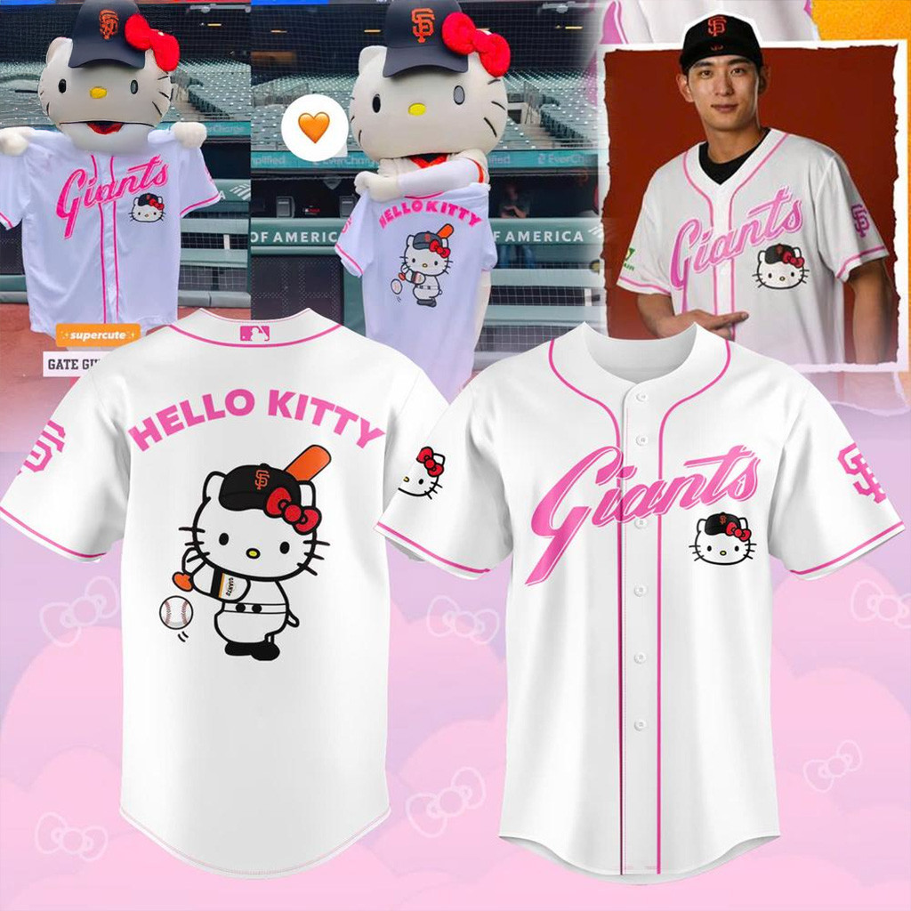 New San Francisco Giants x Hello Kitty Baseball Jersey Giants Merch Gifts For Girlfriend-1