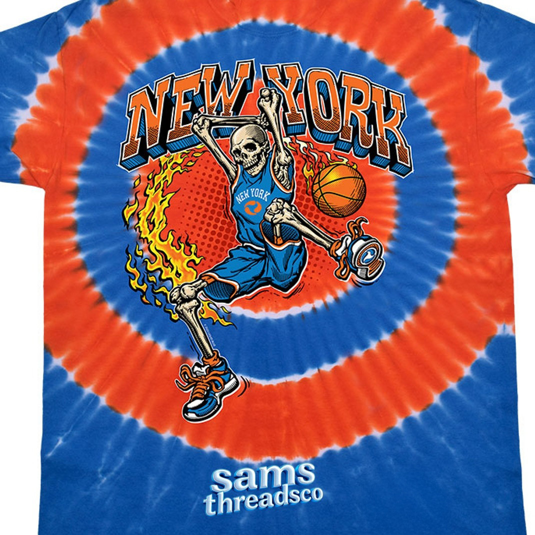 New York Dunker Basketball Skeleton Tie Dye Shirt Cool Gifts For Basketball Fans-1