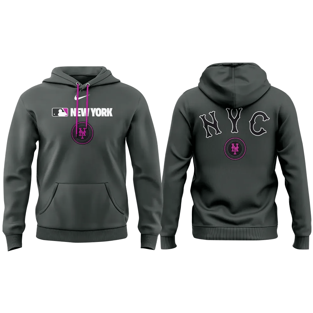 New York Mets 2025 City Connect MLB Therma Black Hoodie New York Mets Merch Father's Day Gifts-1