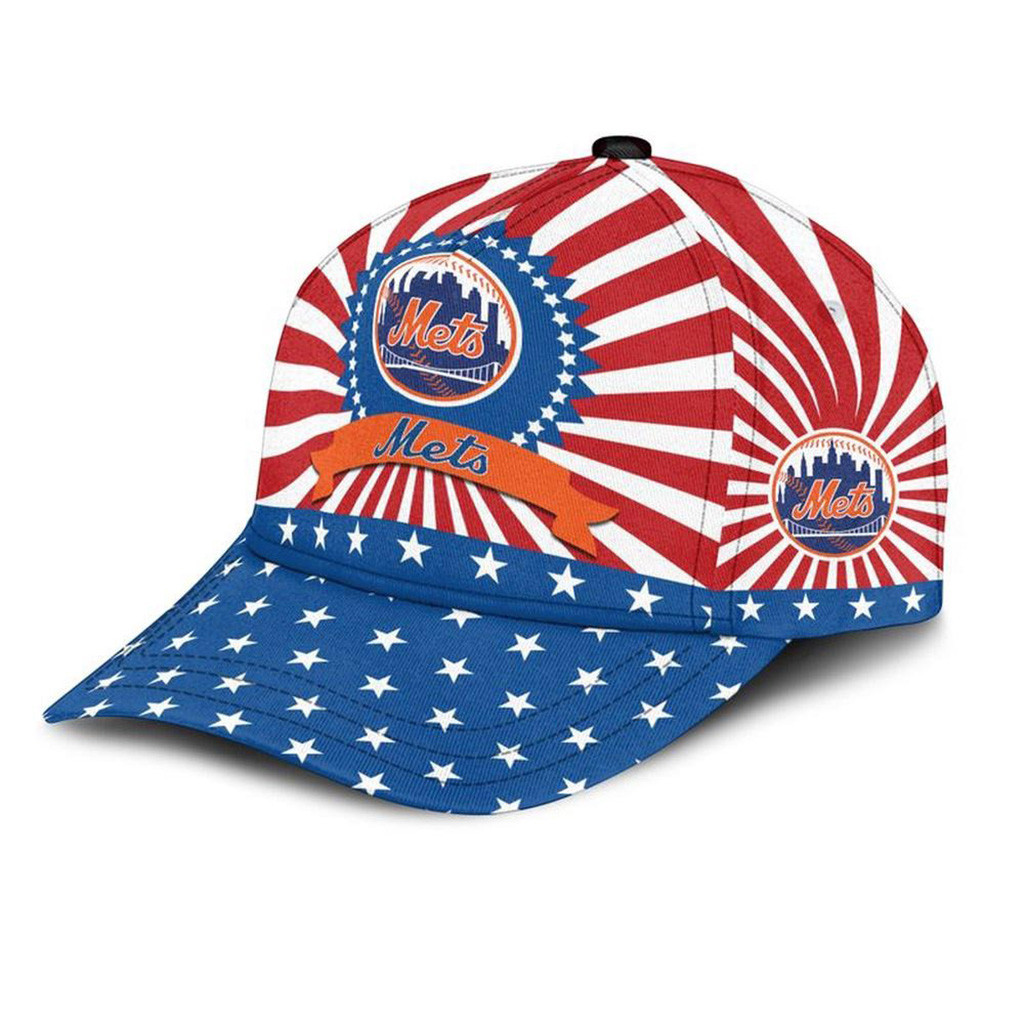 New York Mets American Flag Pattern Independence Day Hat Mets Merch Dad Gift Ideas-1
