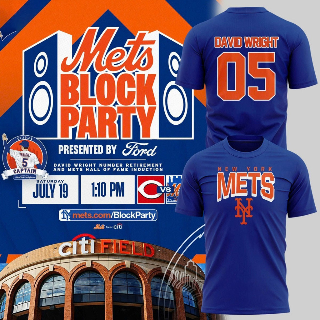 New York Mets Block Party David Wright T-Shirt Mets Merch Gifts For Baseball Fans-1