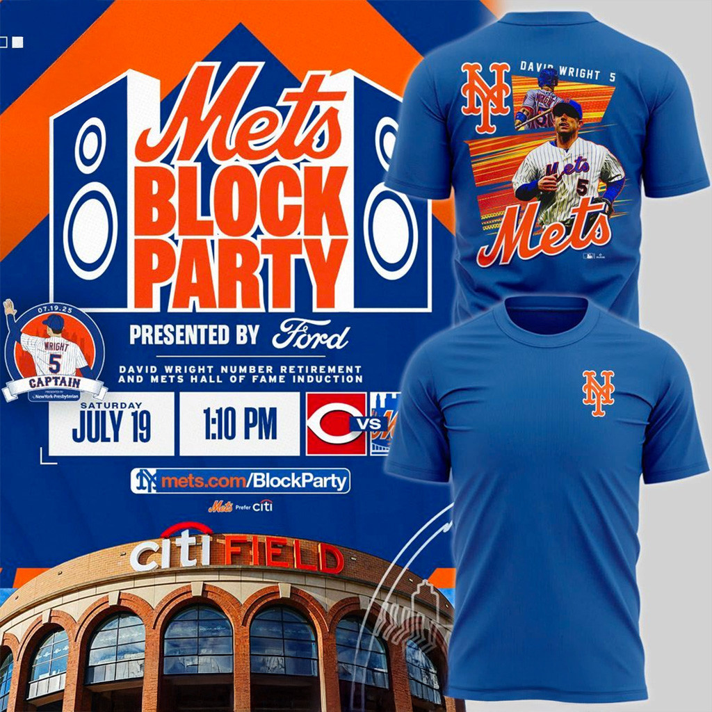 New York Mets Block Party David Wright T-Shirt New York Mets Merch Dad Gifts-1