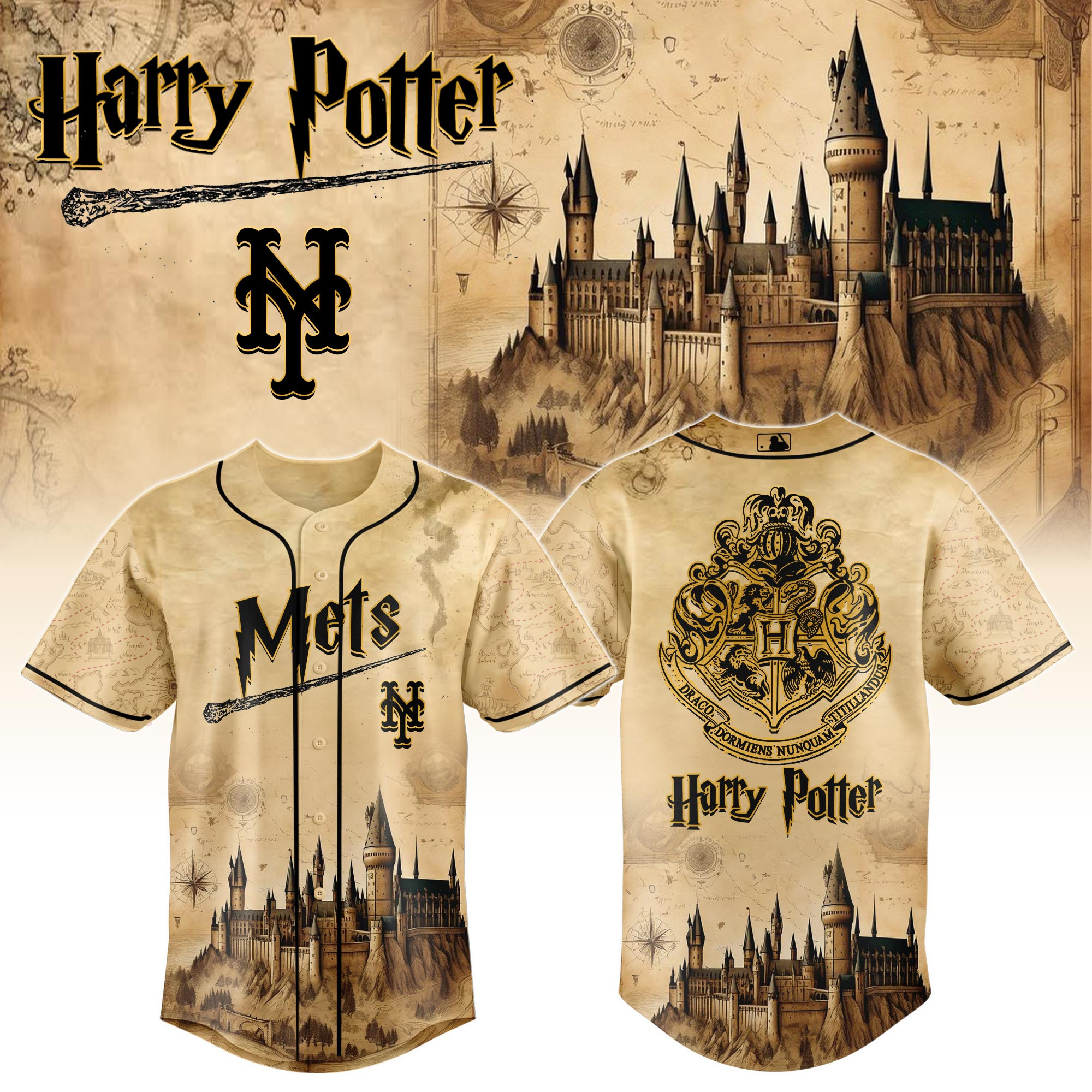 New York Mets Mlb X Harry Potter Hogwarts Baseball Jersey For Fan-1