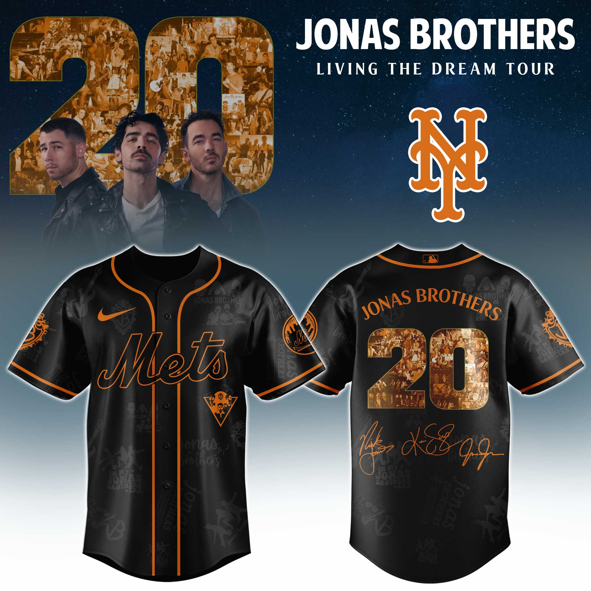 New York Mets Mlb X Jonas Brothers Tour Personalized Baseball Jersey For Fans-1