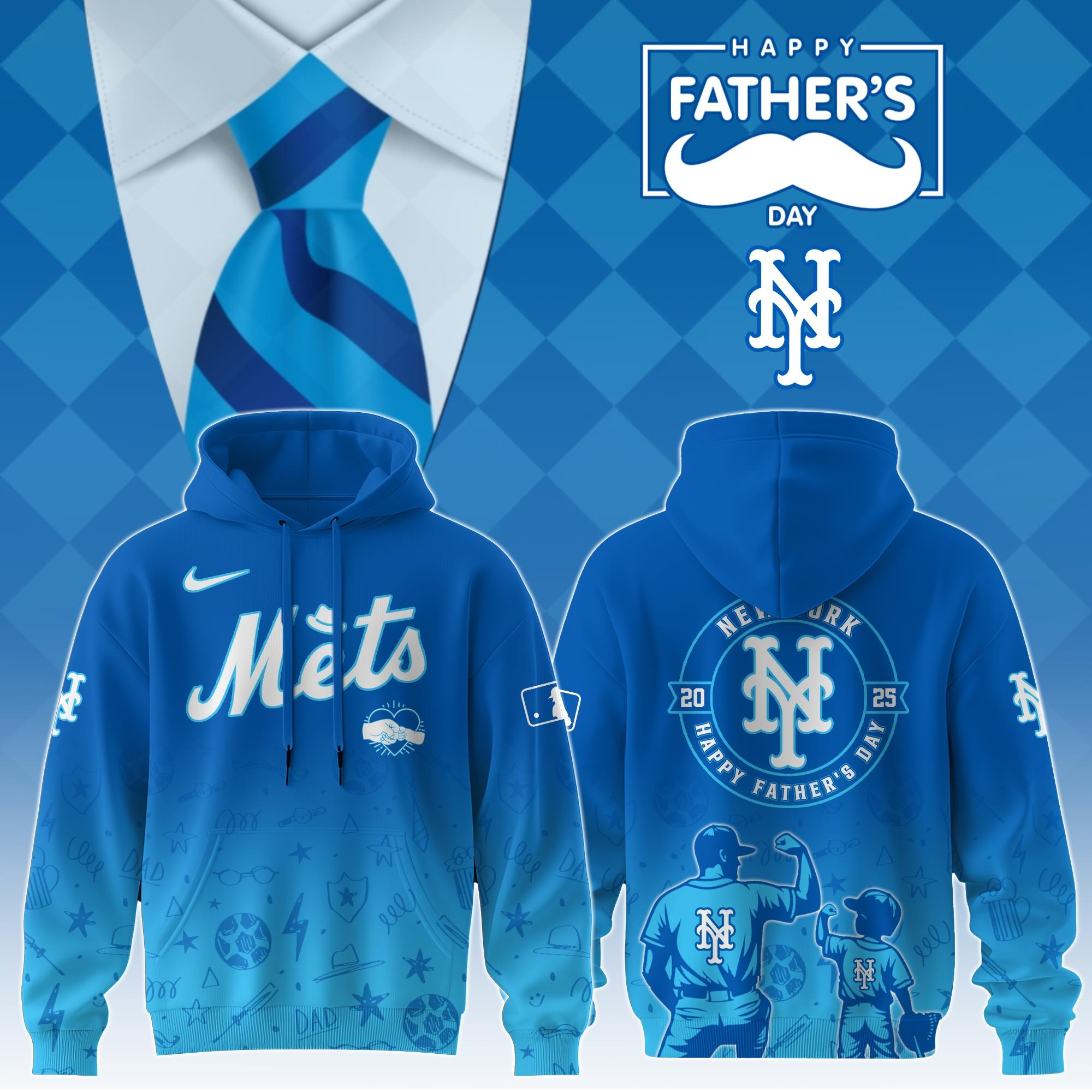 New York Mets Special Father's Day 2025 Limited Edition Hoodie New York Mets Merch-1