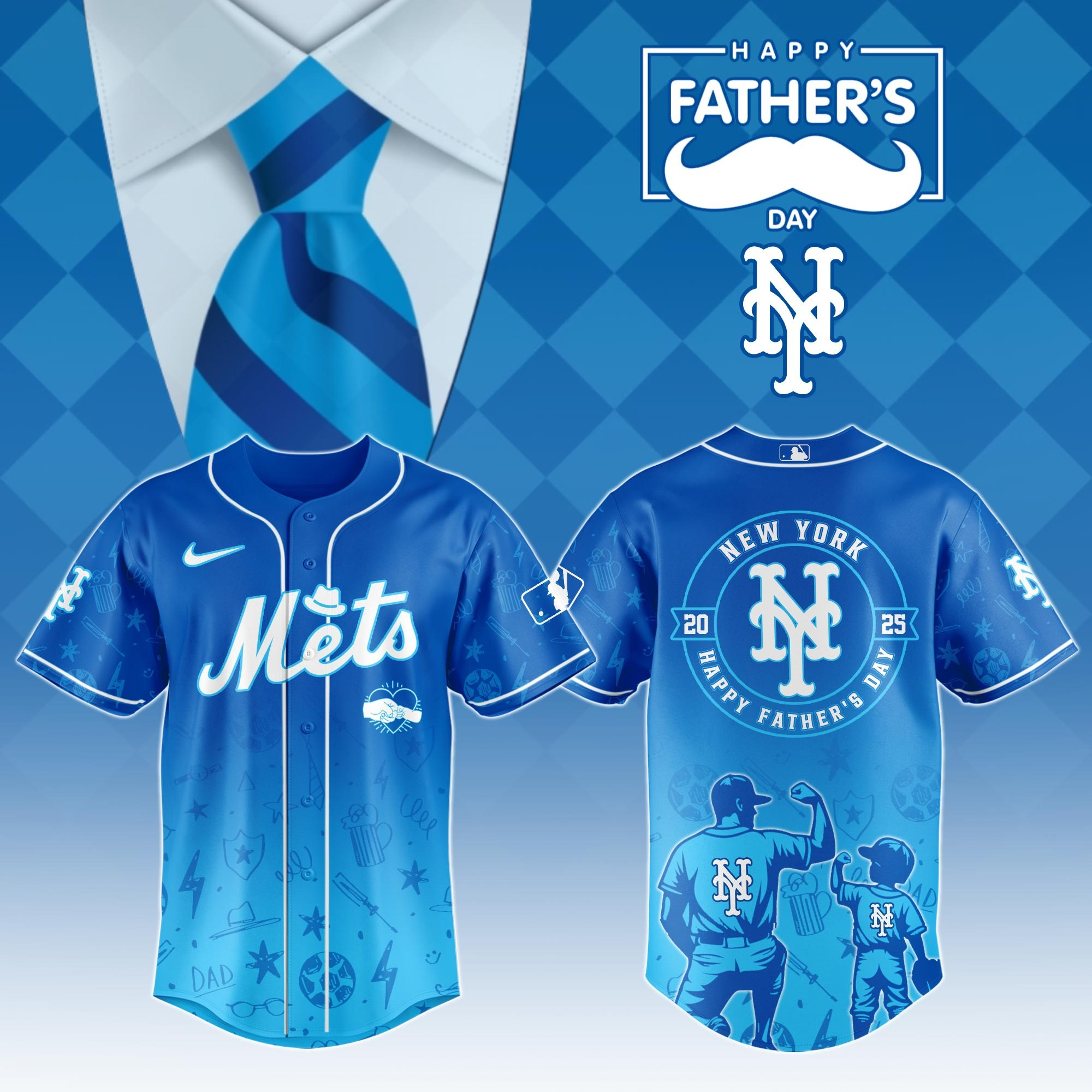 New York Mets Special Father's Day 2025 Limited Edition Jersey New York Mets Merch-1