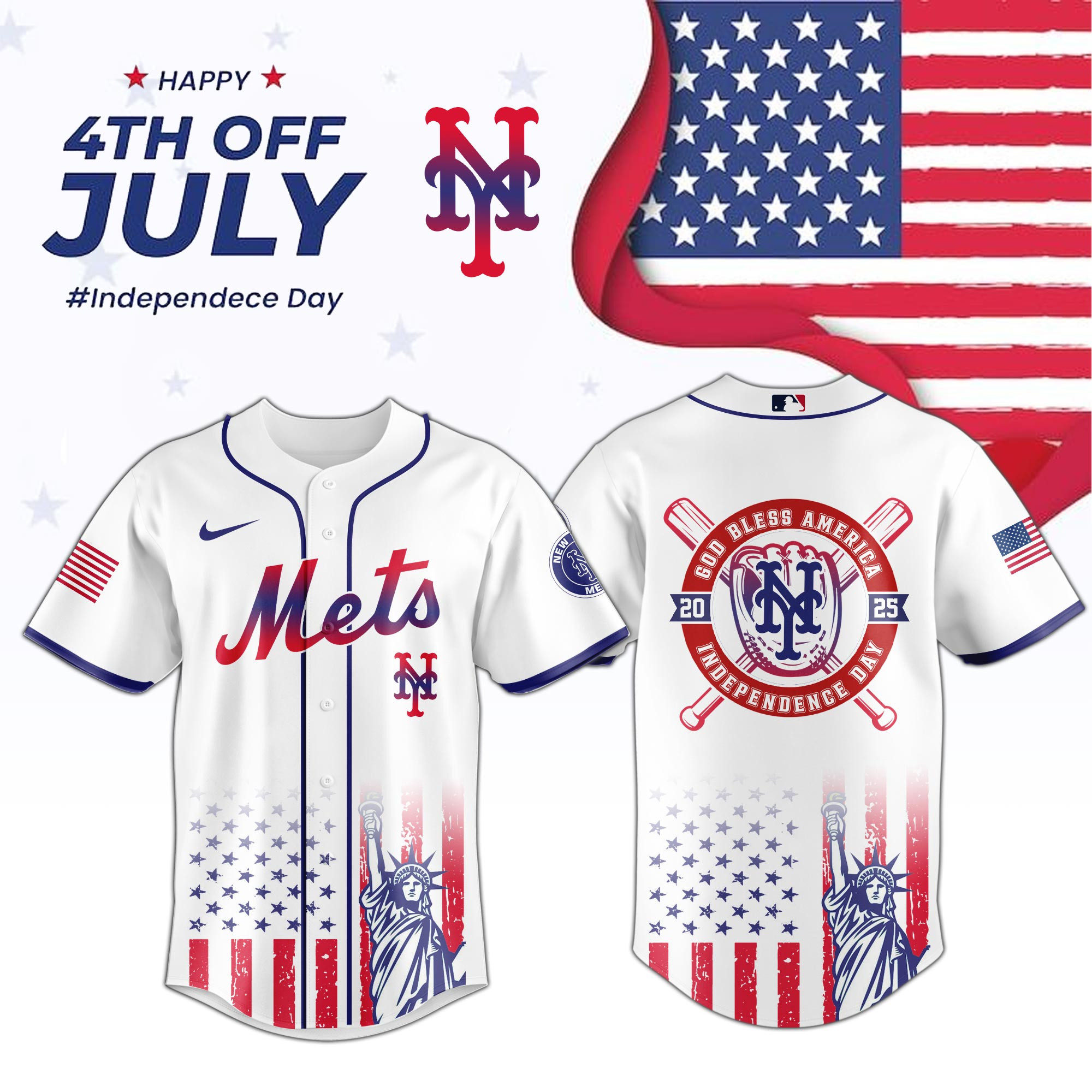 New York Mets Special Independence Day Limited Edition Jersey Best Gifts For Baseball Lovers-1