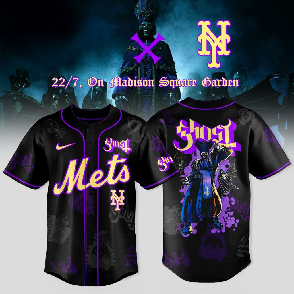 New York Mets X Ghost Band World Tour 2025 Baseball Jersey Mets Merch Fans Gift Ideas-1