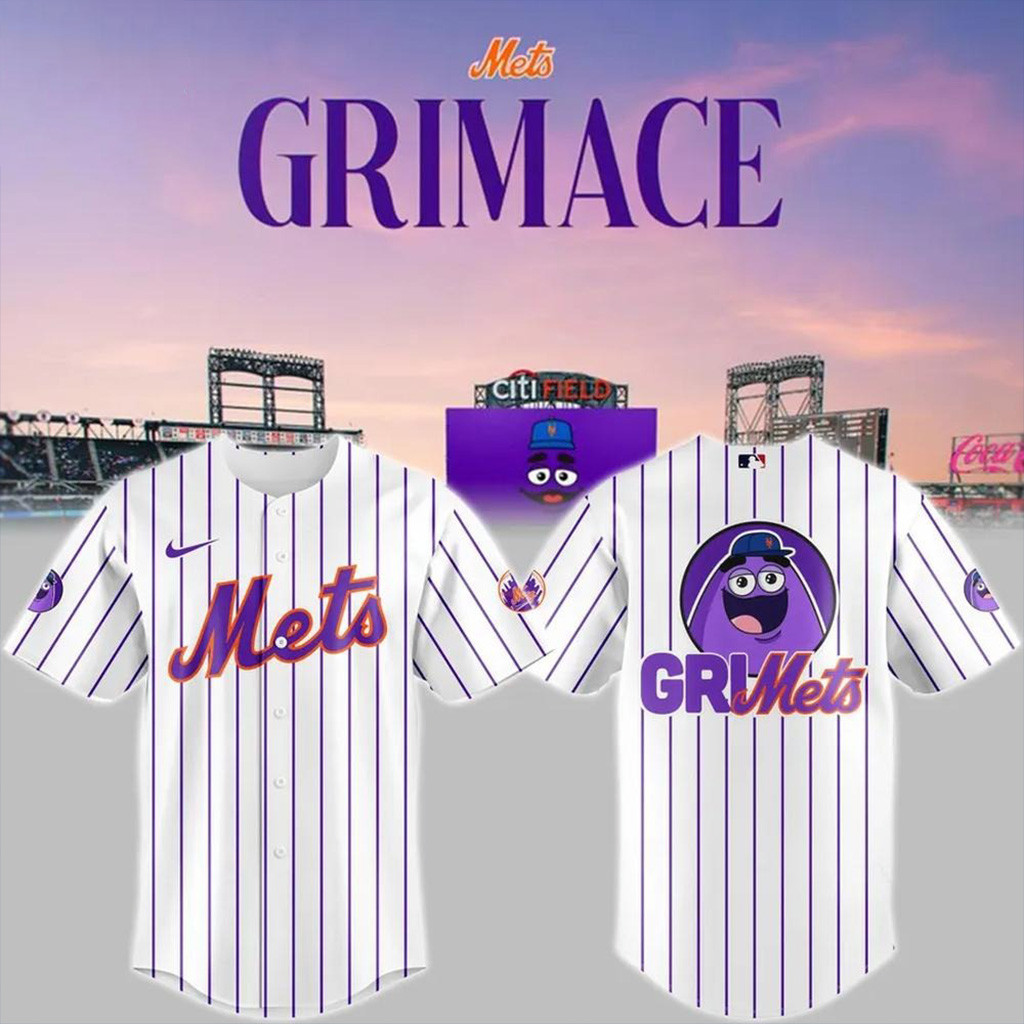 New York Mets X Grimace Baseball Jersey New York Mets Merch Gifts For Baseball Fans-1