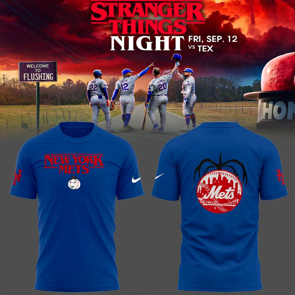New York Mets X Stranger Things Night 25 T-Shirt New York Mets Merch Gifts For Husband-1