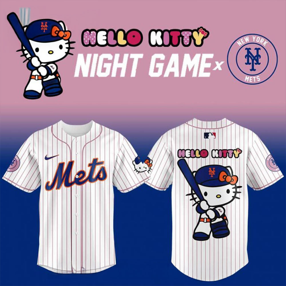 New York Mets x Hello Kitty Night Game Baseball Jersey Awesome Mother's Day Gifts 2025-1