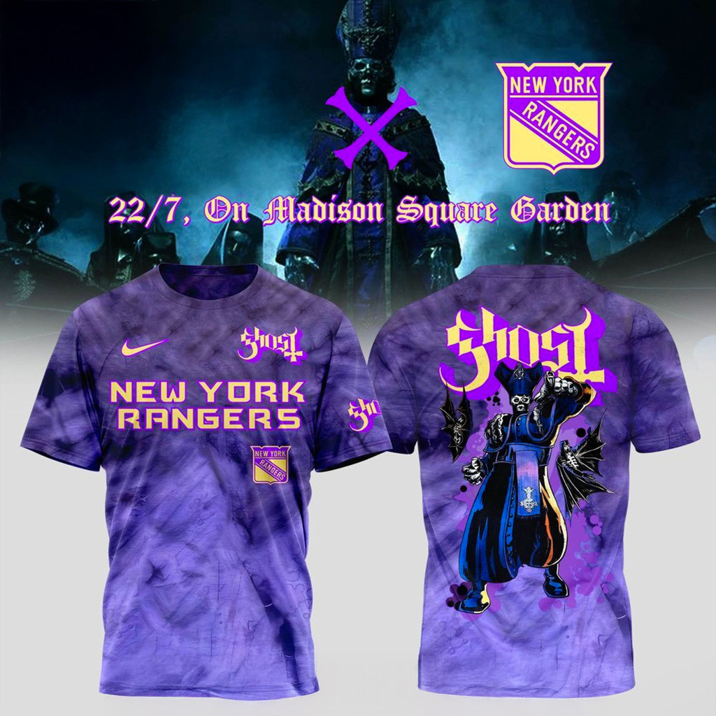 New York Rangers X Ghost Band World Tour 2025 T-Shirt New York Rangers Merch Fans Gifts-1