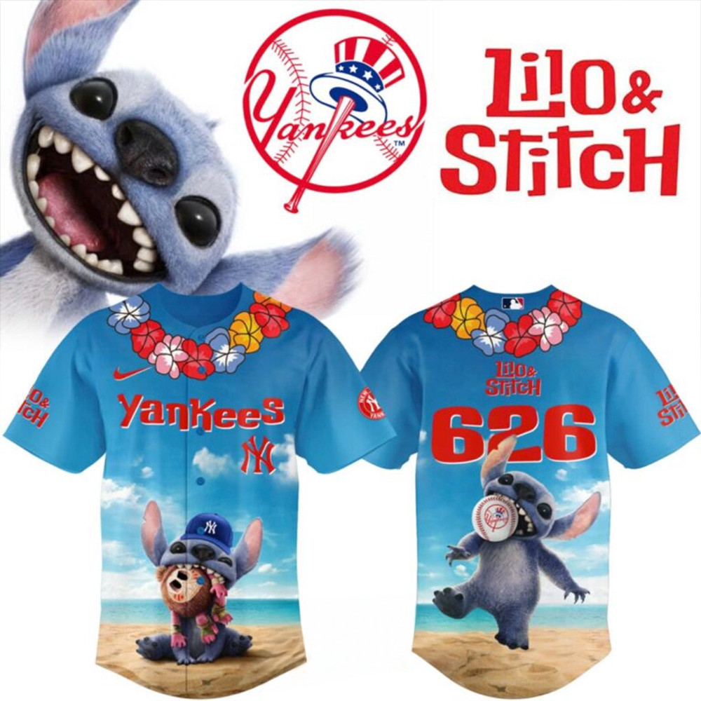 New York Yankees Lilo and Stitch 626 Baseball Jersey New York Yankees Merch Fans Gift Ideas-1