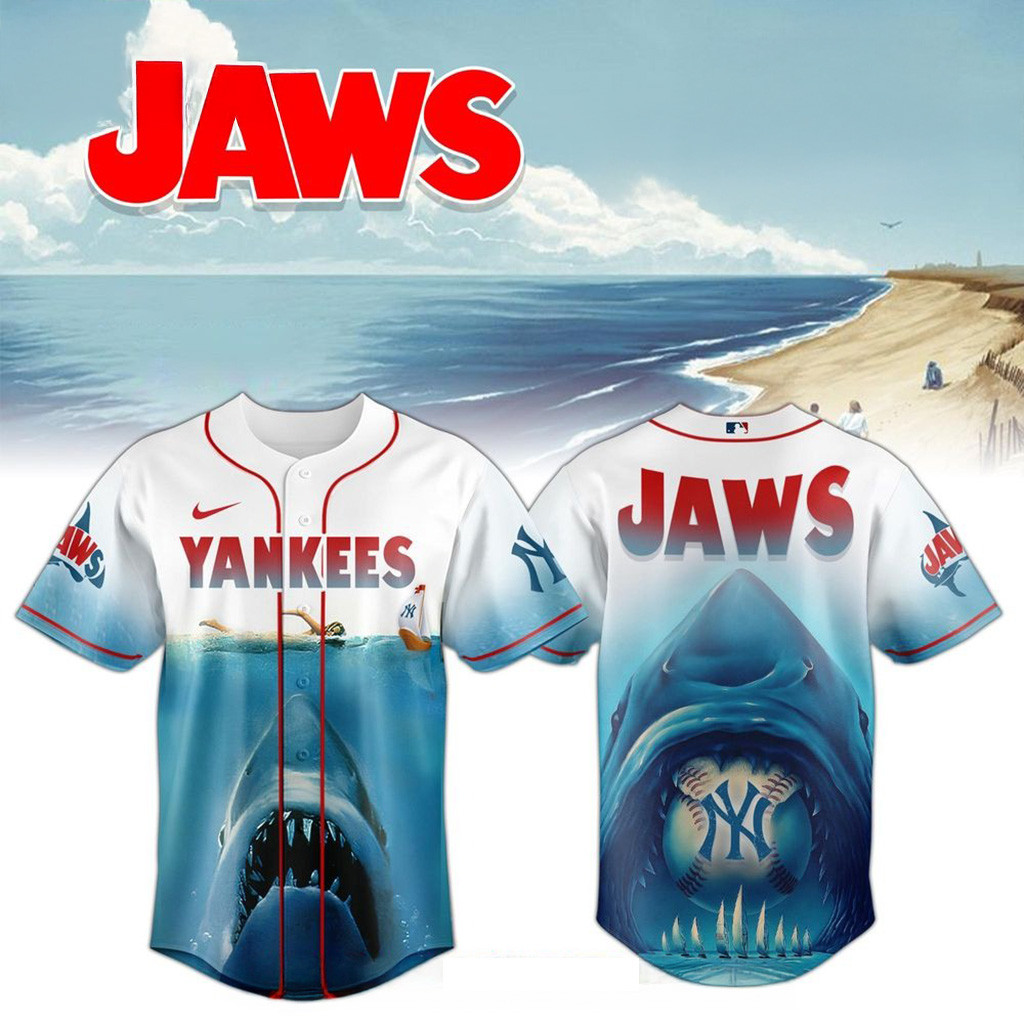New York Yankees MLB x JAWS 50th Anniversary Jersey 2025 Yankees Merch Gifts For Fans-1