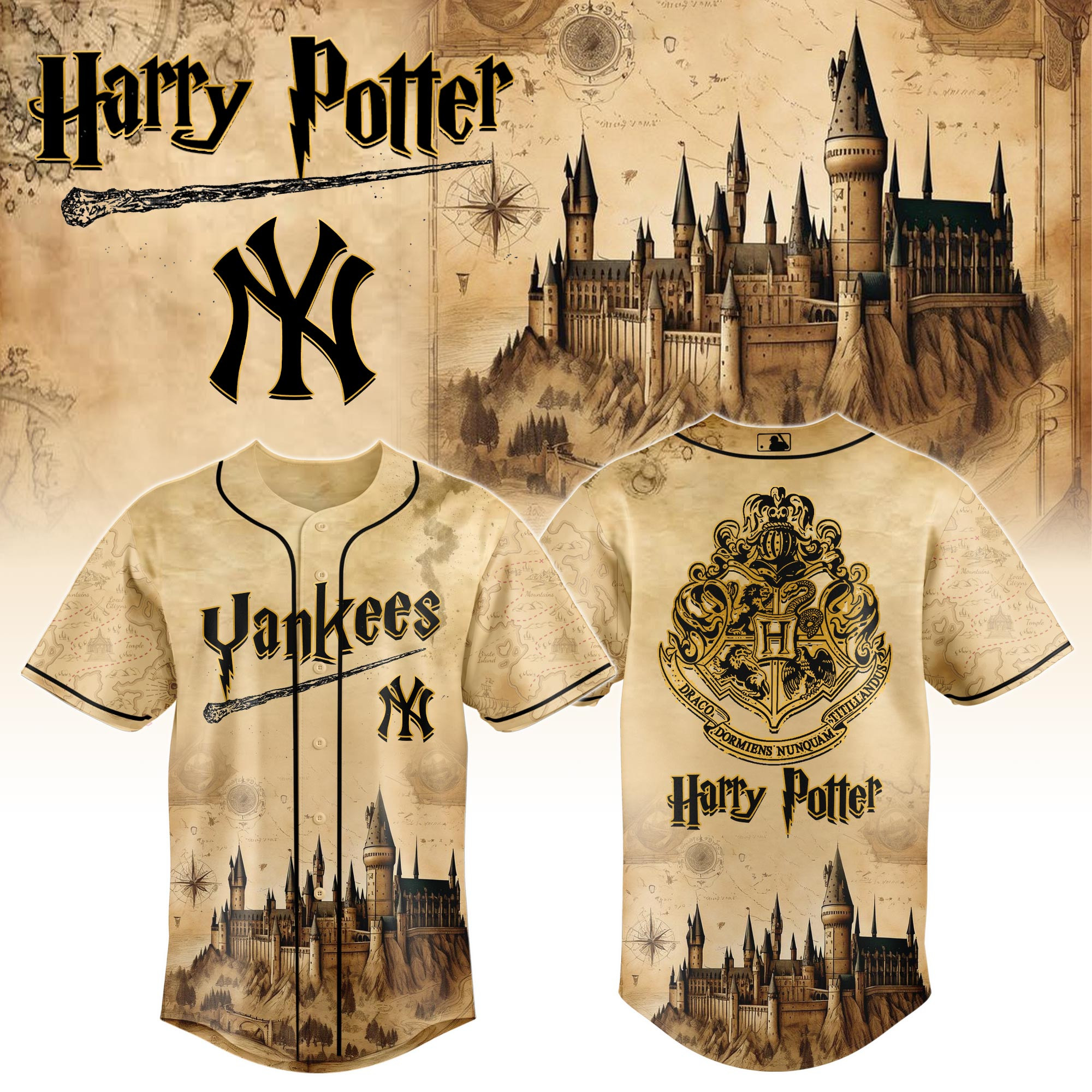 New York Yankees Mlb X Harry Potter Hogwarts Baseball Jersey For Fan-1